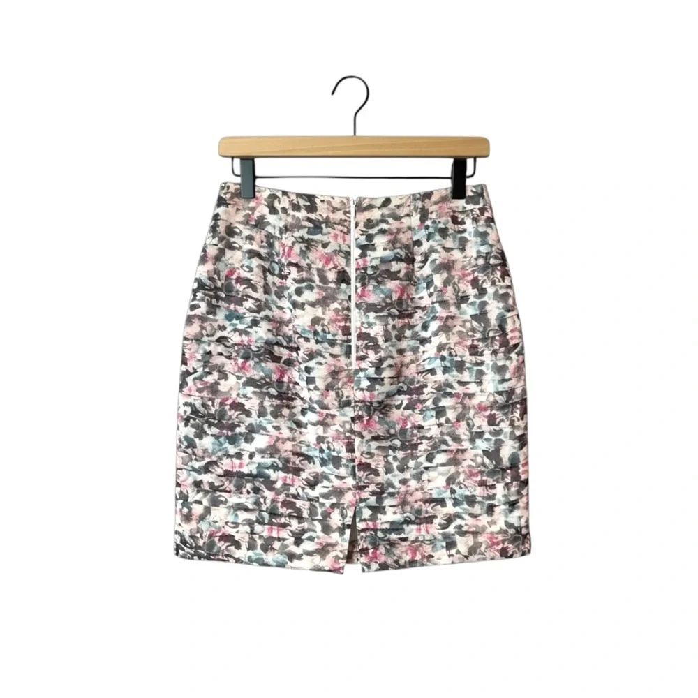Reiss Pastel Floral Ruched Mini Skirt in White, Pink, Blue, Gray